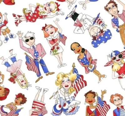 Loralie Designs - Patriotic Flag US Tossed Ladies Quilting And Crafting Fabric - Image 1 of 2