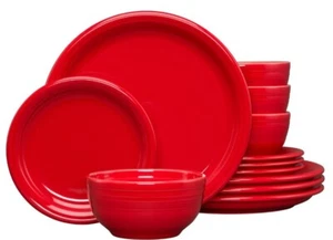 Fiesta SCARLET Bistro Coupe 12-Piece Dinnerware Set Vitrified China NEW IN BOX - Picture 1 of 5