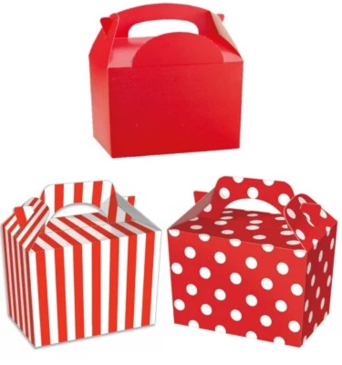 Childrens Red Party Food Boxes ~ Birthday Lunch Snack Meal Bag Plate Gift Box - Image 1 of 3