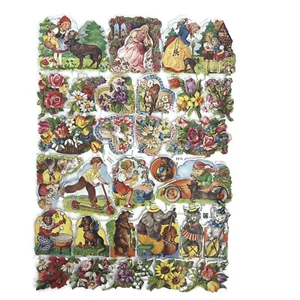 Vintage EAS Germany Die Cut Scraps Diecut Paper Craft 3014 Assorted Half Sheet - Picture 1 of 3