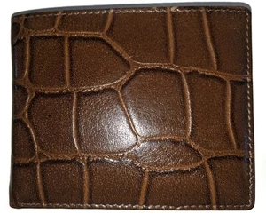 Dopp Genuine Leather Croco Billfold Wallet, Brown. - Picture 1 of 3
