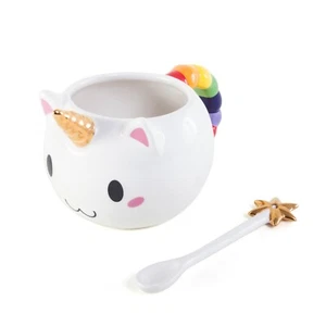 Kawaii Caticorn Mug - Handmade 16oz Ceramic Unicorn Mug and Tea Spoon Gift Set - Picture 1 of 7