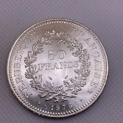 1976 France 50 Francs Silver Coin 50 Fr. Uncirculated Silver Coin #1287-10 - Image 1 of 4