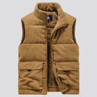Men Cotton-Padded Vests Coats Waistcoats Wool Male Sleeveless Jackets Retro