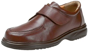 Zapatos ligeros Roamers M460 para hombre de cuero marrón oscuro AMPLIO cierre táctil - Imagen 1 de 5