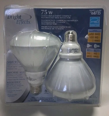 Bright Effects 75W Compact Fluorescent Twist Bulb, Screw-In, 2-Pack BR40 Sealed - Image 1 of 4