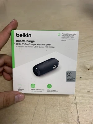 Belkin BoostCharge 30W Fast Car Charger, Compact Design with USB-C Power Deliver - Image 1 of 4