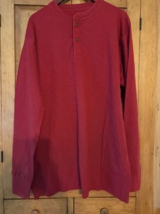 Red LL Bean Men’s XL tall Wool Blend Long Sleeve Shirt Henley - Picture 1 of 5