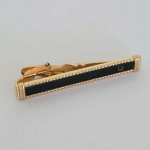 Christian Dior Krawattennadel Clip Verschluss Gold Schwarz Ton Logo Vintage Designer Germany - Bild 1 von 6