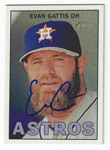 EVAN GATTIS HOUSTON ASTROS SIGNED TOPPS HERITAGE BASEBALL CARD ATLANTA BRAVES - Picture 1 of 1