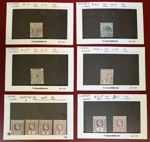 Sierra Leona, 1874-1938, Lote de Como Nuevo y Usado en 102 Tarjetas, Total Scott: $441.05 - Imagen 1 de 2