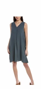 Abito donna Eileen Fisher 100% seta scollo a V colore eucalipto taglia 3X -nuovo con etichette - Foto 1 di 15
