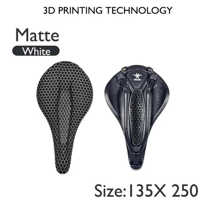 Sillín de bicicleta de fibra de carbono impreso en 3D 250*135 mm MTB/cojín de asiento de bicicleta de carretera Foto 1 de 4