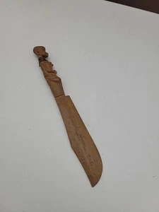 Coltello apri lettere in legno faccia testa tribale 7,5" vintage Africa 1967 - Foto 1 di 9