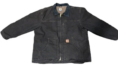 Chaqueta Carhartt Para Hombres XXL Sherpa Forrada de Vellón Detroit C61 DKB Pato Lona Cremallera 2XL Foto 1 de 4
