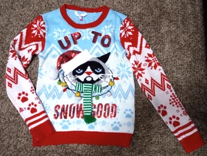 No Boundaries Junior's Christmas Holiday Grumpy Cat Sweater Size Small 3-5 - Picture 1 of 8