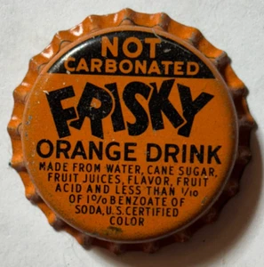 FRISKY ORANGE DRINK SODA BOTTLE CAP; STAMFORD, CT; UNUSED CORK CROWN - Picture 1 of 1