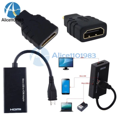 Micro USB To 1080P HDMI HDTV Cable HDMI Female to Male Adapter for Android - Image 1 of 4