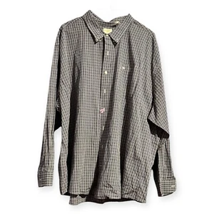 Dockers Casual Button Down Shirt Mens Plus Size 4XL Black Blue Mini Checkers - Picture 1 of 4