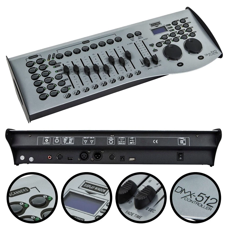 16 Channel DMX-512 Stage Light Controller Console 240 Scenes XLR For DJ Party - Image 1 of 4
