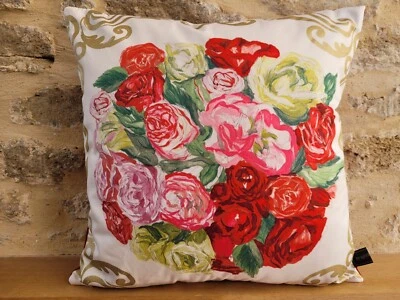 Designers Guild Florimund Floral Cotton & Red Velvet Cushion Cover - Image 1 of 4