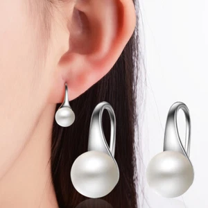Pendientes de plata de ley 925 con gancho para oreja retro joyería de moda para mujer - Imagen 1 de 4