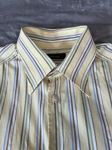 Ermenegildo Zegna Shirt Men's Medium Yellow Striped Long Sleeve Button Up Italy - Picture 1 of 16