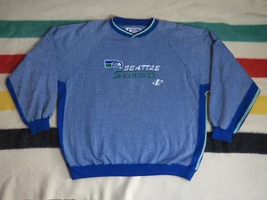 VTG 90s NFL Logo Athletic Seattle Seahawks Blue Sewn Pullover Sweatshirt 2XL XXL - Bild 1 von 7