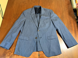 2022 BANANA REPUBLIC Blue Stripe Suit Blazer Sport Coat Jacket 38R Cotton Slim