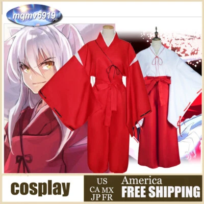 Inuyasha Cosplay Kikyo Red Kimono Costumes outfits Samurai Yukata Haori Uniform - Image 1 of 4