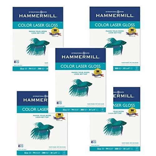 LIMITED PAPERS Hammermill Laser Gloss Bright White Paper, 32 lbs, 8.5" x 11", 1500 Pack