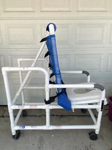 PVC Adult / Large Shower Chair, Potty Chair, MJM International 250 Lbs Max - Picture 1 of 12
