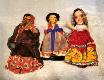 3 muñecas de colección, cabezas duras, patas duras y lisas, pintadas a mano Foto 1 de 4