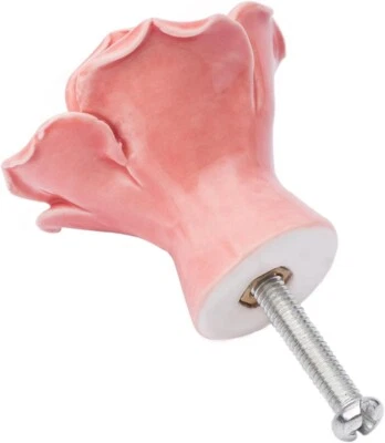 Rose Flower Ceramic Drawer Knobs Pink Cabinet Pulls Knob Handles 4 Pieces Set - Image 1 of 4