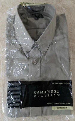 Cambridge Classic 16 Beige Short Sleeves Wrinkle Free, New, Free Shipping - Image 1 of 4