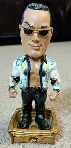 Dwayne THE ROCK Johnson Wrestling w JACKET Bobblehead RUMBLE Head WWF WWE Cover