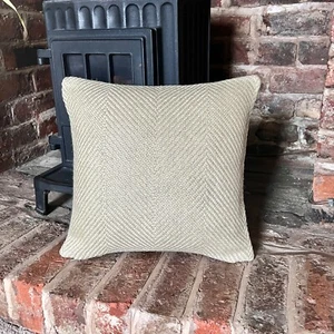 1231. Beige Wide Herringbone Handmade Cushion Cover. Various sizes - Picture 1 of 5