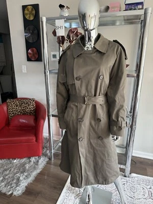 Vintage London Fog Trench Coat Dark Green Lined Women's Size 40 Reg MADE IN USA - Image 1 of 4