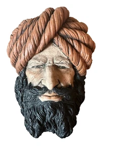 Vintage Chalkware Mans Head Turban Hanging - Picture 1 of 8