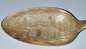 RARE, Telluride CO. Sterling Souvenir Spoon, "Pioneer Cabin" (Towel Clover 1887) - Picture 1 of 6