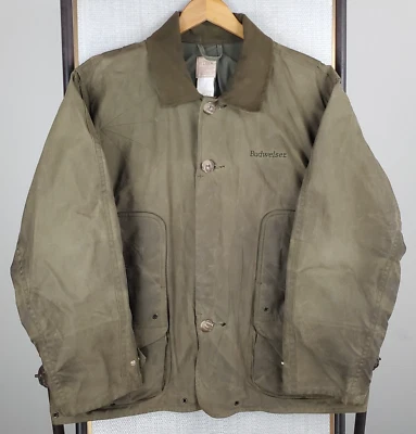 CC FILSON x BUDWEISER Size XL Mens Tin Cloth Oilskin Upland Waxed Jacket Button - Image 1 of 4