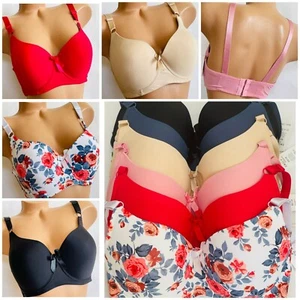 3-6 PLUS SIZE WOMEN'S Bras T-Shirt Plunge SEXY SMOOTH BRA 618 LIGHT PAD 34D-44DD - Picture 1 of 12