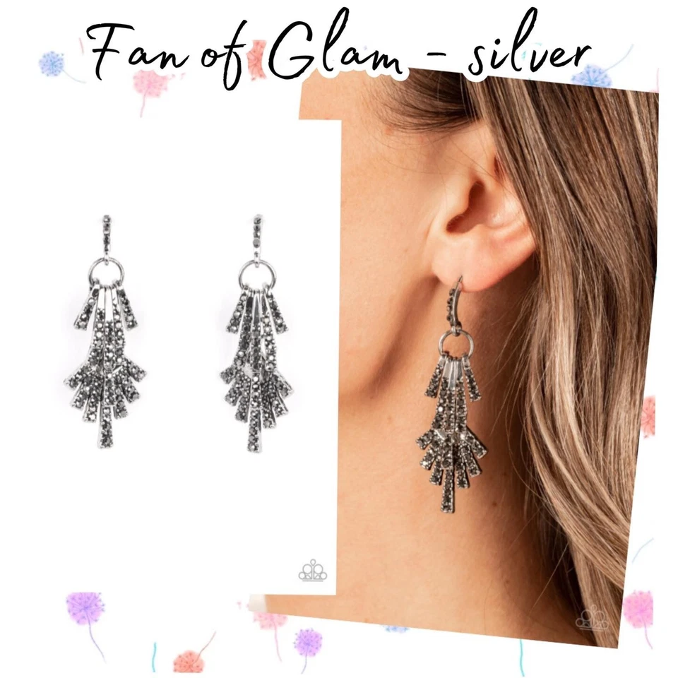 Paparazzi FAN OF GLAM silver post earrings - Image 1 of 1