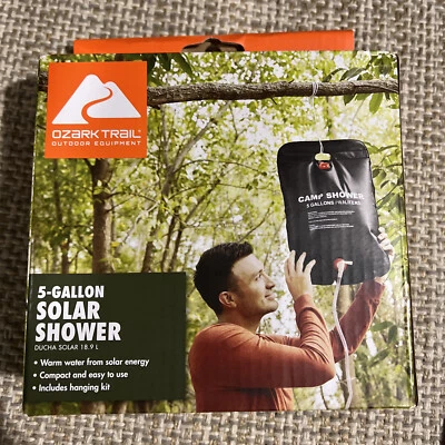 Ducha de campamento 5 galones negra solar con mango colgante camping senderismo SHTF Bob supervivencia Foto 1 de 4
