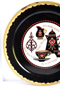 1950s Kaffee Klatch Oversized 19" Round Tin Serving Tray (AS IS) - Picture 1 of 16