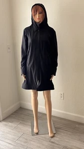Lululemon~Black Rain Windproof Jacket Coat Dual Zip,Hood, Zip Pockets XS/S Lined - Picture 1 of 13