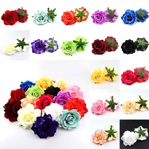 10cm Artificial Silk Rose Flower Heads For DIY Hairpin Corsages Bouquet Making - Picture 1 of 29