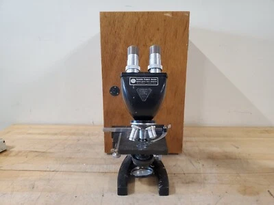 Vintages Bausch & Lomb Stereo Microscope w/ Eyepieces & Wood Case - Image 1 of 4