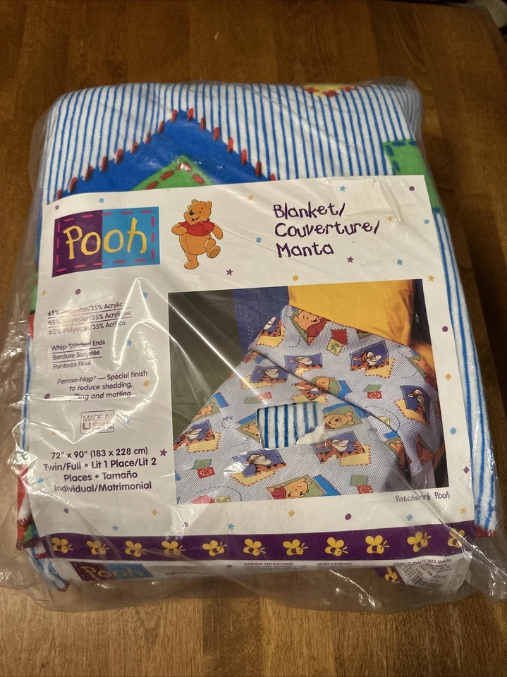 Vintage Winnie the Pooh With Clouds Blanket Disney Beacon Blankets Twin Size