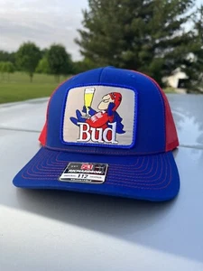 Bud Man Budweiser Bud Light Hat Richardson 112 Cap Vintage Style - Picture 1 of 1